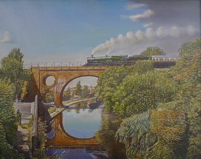 Train Crossing by Kevin Guild of Railway Artist Parrish